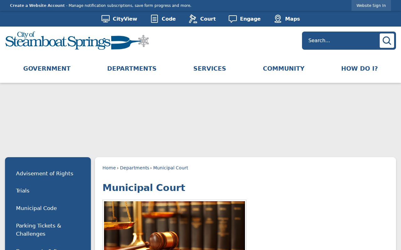 Routt County Court records Steamboat Springs Municipal Court page
