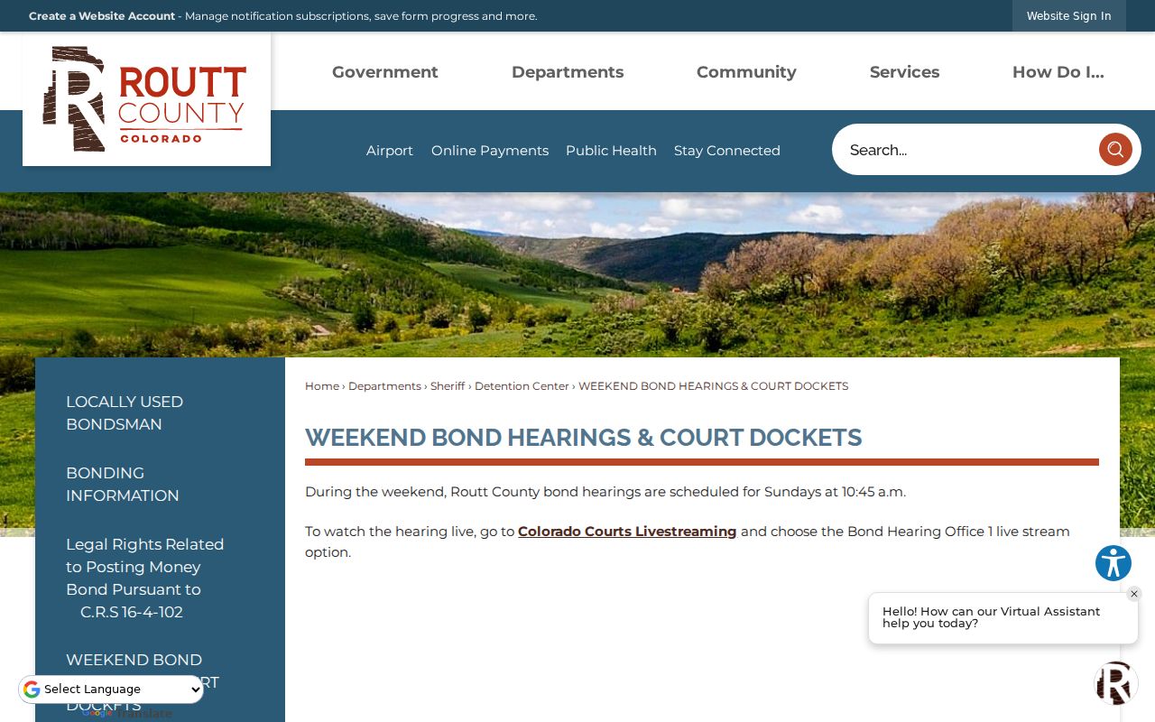 Routt County court dockets weekend bond hearings page