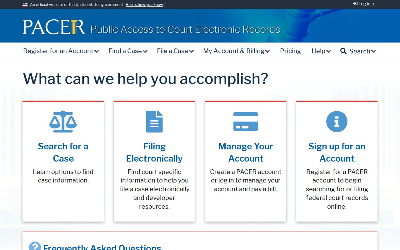 Routt County District Court records PACER national search page
