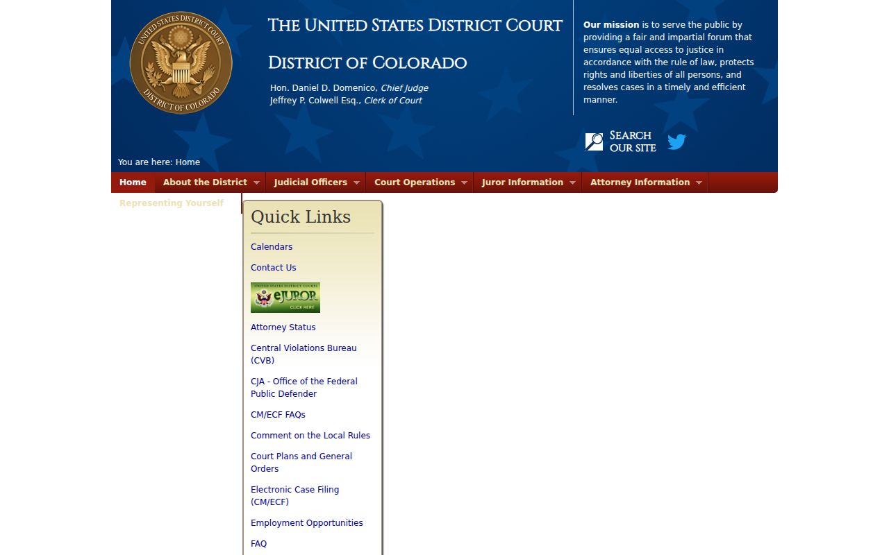 Routt County District Court records federal District of Colorado homepage