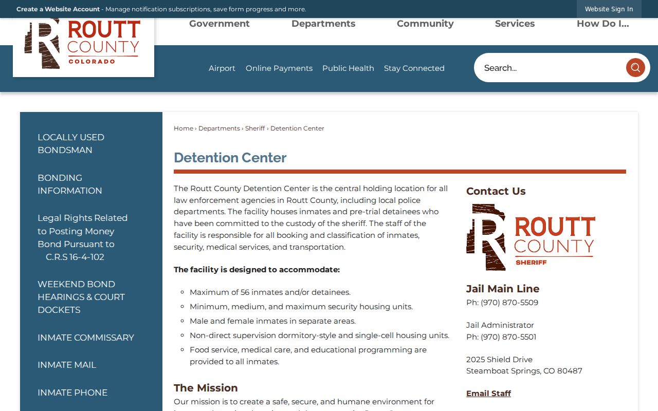 Routt County Detention Center official page