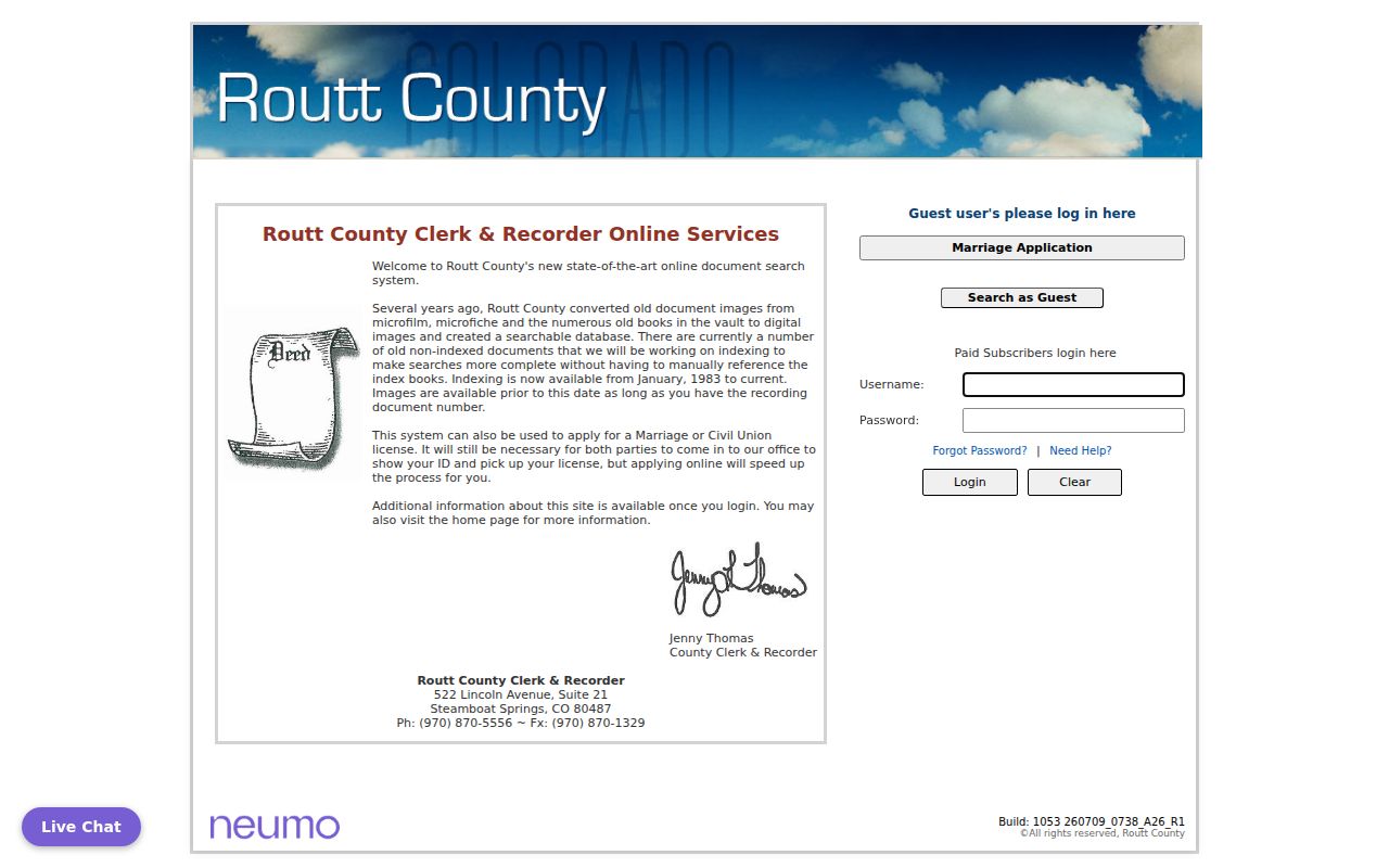 Routt County marriage and divorce records marriage application portal